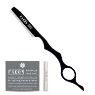 🔪 facón professional hair styling thinning texturizing cutting feather razor + 10 replacement blades kit logo