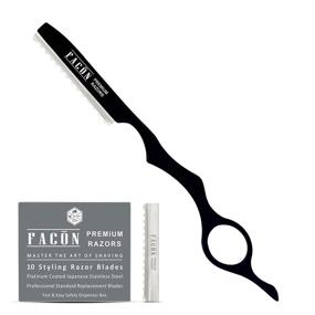 img 4 attached to 🔪 Facón Professional Hair Styling Thinning Texturizing Cutting Feather Razor + 10 Replacement Blades Kit