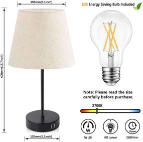 img 2 attached to Set of 2 3-Way Touch Control Dimmable Table Lamps with USB Charging Ports and Power Outlet - Modern Desk Lamps for Bedroom, Living Room, Office - Includes LED Bulb and Fabric Shade