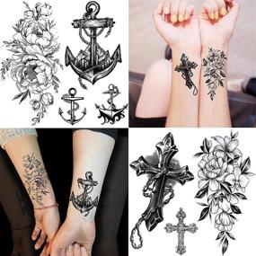 img 2 attached to ⚡️ Shegazzi 52 Sheets Black Skull Temporary Tattoos for Men and Women - Arm, Neck, 3D Realistic Small Rose Flowers Fake Tattoos - Temporary, Waterproof Mountain Snake, Lion, Tiger Temp Tattoo Sticker for Adults