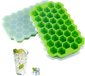 img 4 attached to Premium Silicone Ice Cube Trays with Sealing Lid - 2 Pieces, 74-Ice Molds, Reusable Hexagonal Shape for Chilled Drinks, Whiskey, Cocktail, and Food - AUSSUA