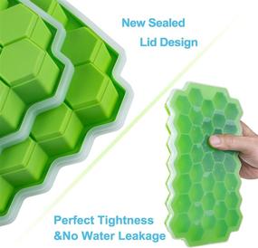 img 2 attached to Premium Silicone Ice Cube Trays with Sealing Lid - 2 Pieces, 74-Ice Molds, Reusable Hexagonal Shape for Chilled Drinks, Whiskey, Cocktail, and Food - AUSSUA