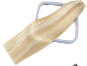 img 3 attached to 💇 18-дюймовые натуральные волосы Расширения Silky Straight Skin Weft Ombre Balayage Remy Hair Beauty Hair Style - 20 штук, 50 г в упаковке (#27P613 Смешанный отбеливающий блонд, 18 дюймов)