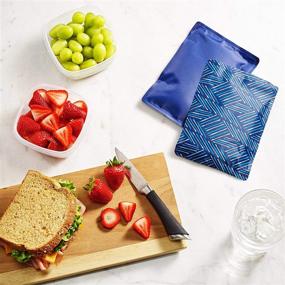 img 1 attached to Fit & Fresh Cool Coolers Soft Ice Packs: Standard Size, Navy Sketch Weave & Blue - Stay Cool and Fresh!