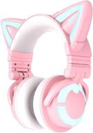 🎧 yowu rgb cat ear headphone 3g: wireless bluetooth 5.0 foldable gaming pink headset with 7.1 surround sound, mic & custom lighting логотип