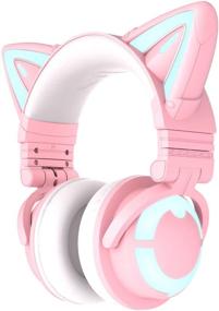 img 4 attached to 🎧 YOWU RGB Cat Ear Headphone 3G: Wireless Bluetooth 5.0 Foldable Gaming Pink Headset with 7.1 Surround Sound, Mic & Custom Lighting