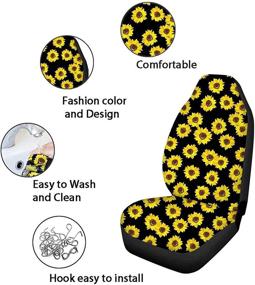img 2 attached to Renewold Car Seat Cover Set: African Ethnic Tribe Baja Design, Including Front & Rear Seat Covers, Steering 🚗 Wheel Cover, Armrest Box Covers, Cushions, Seat Belt Cover, Shift Knob Cover Handbrake Cover, Coasters - 12pcs for Ultimate Comfort