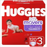 👶 huggies little movers diapers size 3: 120 ct giant pack for babies (16-28 lb.), packaging varies logo