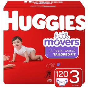 img 4 attached to 👶 HUGGIES Little Movers Diapers Size 3: 120 Ct Giant Pack for Babies (16-28 lb.), Packaging Varies