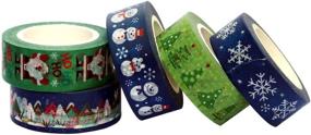 img 3 attached to 🎄 5 Rolls Winter Holiday Washi Masking Tape Set - Christmas Themed Decorative Washi Tapes, Perfect for Bullet Journaling, Planner, Scrapbooking, and Gift Wrapping - Each Roll Measures 0.6" x 32.8ft