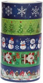 img 1 attached to 🎄 5 Rolls Winter Holiday Washi Masking Tape Set - Christmas Themed Decorative Washi Tapes, Perfect for Bullet Journaling, Planner, Scrapbooking, and Gift Wrapping - Each Roll Measures 0.6" x 32.8ft