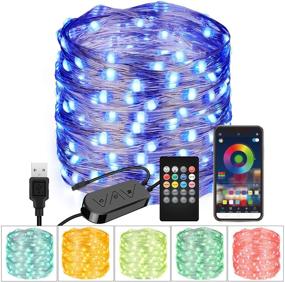 img 4 attached to 🌈 Moobibear 33FT USB RGB String Light: App-Controlled 100 LED Fairy Light for Home Decoration, Patio Party, Wedding - Remote Controlled Multi Color Changing Light for Valentines Day