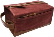 🧳 duckworthy waterproof dopp kit: premium handcrafted waxed duck canvas & full grain leather - large travel toiletry bag with full view of interior contents (maroon) logo