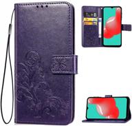 📱 supdigital galaxy a32 5g wallet case [not for a32 4g], [flower embossed] high-quality pu leather flip protective case cover with card holder and stand for samsung galaxy a32 5g 2021 release (purple) logo