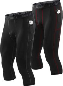 img 4 attached to 🩳 Compression Leggings with Runhit Pockets for Men's Activewear