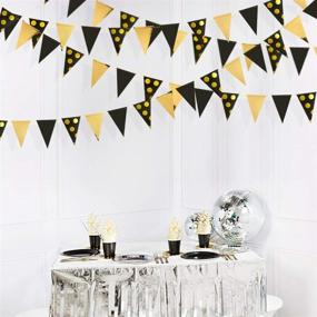 img 2 attached to 🎉 Black and Gold Foil Polka Dot Triangle Flag Pennant Banner – 30 Ft Bunting Garland Streamer for Wedding, Baby Shower, Bridal Shower, Birthday, Bachelorette, Engagement, Anniversary, New Year Party Decorations