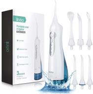 💦 water flosser by initio - 3 modes, 300ml cordless oral irrigator with 6 jet tips, ipx7 waterproof, travel bag, rechargeable teeth cleaner for home and travel logo