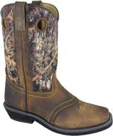 👢 smoky mountain women's pawnee series 9-inch square toe leather western boot with true timber camo, crepe sole, walking heel, man-made lining, leather upper, and steel shank logo