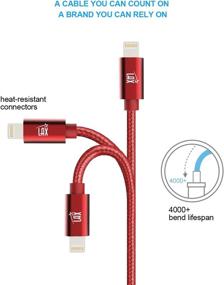 img 1 attached to 🔌 LAX iPhone Charger Lightning Cable – MFi Certified Braided Apple Lightning USB Cord for iPhone 11/11 Pro Max/XS Max/X/iPad – Industrial Grade Electrical Durability