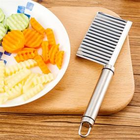 img 1 attached to 🔪 abtong Crinkle Cut Knife: Premium Stainless Steel Cutting Tool for Fruits and Vegetables - Wavy Chopper Knife with Wave Slicer Blade