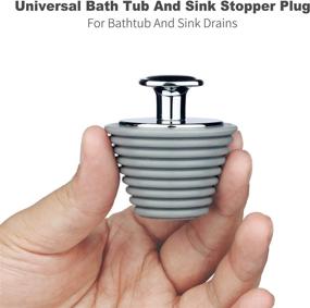 img 2 attached to 🚰 Ultimate Replacement Parts for Bathroom Sink and Tub - CANRAY 2 Pack Silicone Drain Stoppers with Metal Handle, Universal Fit (Black and Grey)