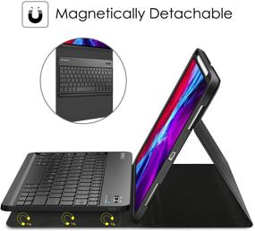 img 3 attached to Fintie Keyboard Case for iPad Pro 12.9 4th & 3rd Gen: Soft TPU Back Cover, Pencil Holder, Detachable Bluetooth Keyboard, Pencil 2nd Gen Charging - Black