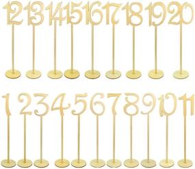 img 4 attached to Jmkcoz 20pcs Wood Wedding Table Numbers: Elegant & Sturdy Holder Base for Party Decoration, Vintage Birthday, Banquet, and more!