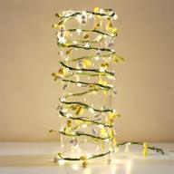 🎄 christmas tree lights, battery operated garland lights, bedroom string lights 10 ft 30 led, yellow and white berries for christmas and thanksgiving decor logo