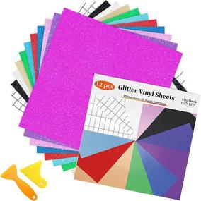 img 4 attached to 🎉 Permanent Vinyl Glitter Adhesive Sheets - 12 Pack, 12" x 12" - Ideal for Signs, Crafts, Scrapbooking, Decals - Includes Squeegee and 2 Transfer Tape Sheets