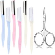 🪒 theast eyebrow razor kit: 7-piece set for precise hair removal, exfoliation, and styling, includes scissors, shavers, and storage bag logo