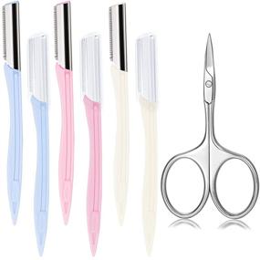 img 4 attached to 🪒 ThEast Eyebrow Razor Kit: 7-Piece Set for Precise Hair Removal, Exfoliation, and Styling, Includes Scissors, Shavers, and Storage Bag