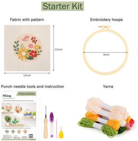 img 3 attached to 🧵 Pleione Punch Needle Embroidery Starter Kits with Instructions, Floral Pattern Fabric, Yarns, Embroidery Hoops, and Threader Tools - Ideal for Kids and Adults Beginners