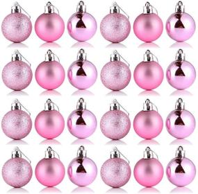 img 4 attached to 🎁 WLPARTY 24Pcs Shatterproof Christmas Ball Ornaments - Pink Xmas Tree Decorations for Holiday Wedding Party