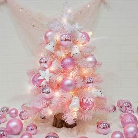 img 1 attached to 🎁 WLPARTY 24Pcs Shatterproof Christmas Ball Ornaments - Pink Xmas Tree Decorations for Holiday Wedding Party