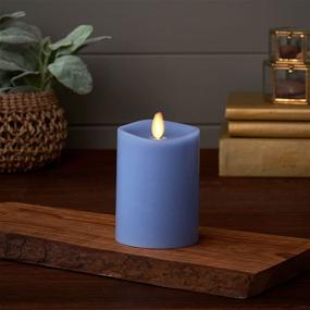 img 1 attached to 🕯️ Luminara Realistic Artificial Moving Flame Pillar Candle - Battery Operated LED Lights - Unscented - Remote Ready - Remote Sold Separately - Faded Denim - 3" x 4.5