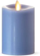 🕯️ luminara realistic artificial moving flame pillar candle - battery operated led lights - unscented - remote ready - remote sold separately - faded denim - 3" x 4.5 логотип