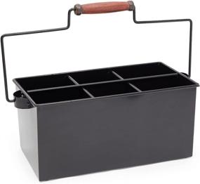 img 4 attached to Farmhouse Metal Utensil Caddy: Stylish Kitchen Organizer (Black, 13.7 x 5.5 In)