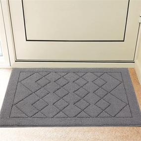 img 4 attached to REFETONE Indoor Doormat: Premium 24 x 36 Inches Grey Rug with Rubber Backing, Low-Profile & Machine Washable