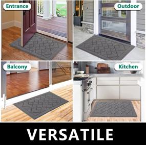 img 1 attached to REFETONE Indoor Doormat: Premium 24 x 36 Inches Grey Rug with Rubber Backing, Low-Profile & Machine Washable