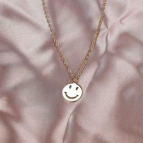 img 1 attached to Smiley Necklace Round Stainless Preppy
