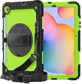 img 4 attached to 📱 Kids Samsung Galaxy Tab S6 Lite Case with Pen Holder and Screen Protector - Hard Durable Rugged Protective Cover with Handle Shoulder Strap for 10.4 Inch SM-P610/P615, Green - SIBEITU 2020