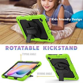 img 1 attached to 📱 Kids Samsung Galaxy Tab S6 Lite Case with Pen Holder and Screen Protector - Hard Durable Rugged Protective Cover with Handle Shoulder Strap for 10.4 Inch SM-P610/P615, Green - SIBEITU 2020
