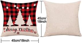 img 3 attached to 🦌 Whaline Set of 4 Christmas Pillow Covers - Red Black Scottish Buffalo Checkers Plaid, Santa Reindeer Snow X-mas Tree Cushion Covers, Cotton Linen Sofa Bed Decoration (18" x 18")