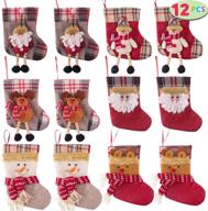 joyin set of 12 mini 3d 🎄 christmas stockings: gift & treat bags for tree decoration logo