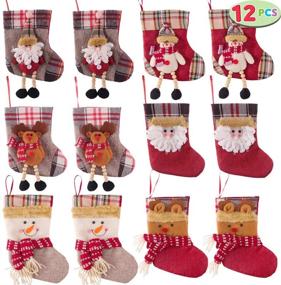 img 4 attached to JOYIN Set of 12 Mini 3D 🎄 Christmas Stockings: Gift & Treat Bags for Tree Decoration