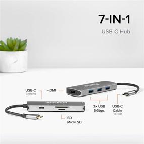 img 2 attached to Versatile 7-in-1 USB C Hub Adapter: Compatible with MacBook Pro, Windows, Chromebook, Dell XPS, Thunderbolt 3 and More - Includes 4K HDMI, 3 USB 3.0, SD & microSD Card Reader, and 87W Charging