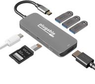 versatile 7-in-1 usb c hub adapter: compatible with macbook pro, windows, chromebook, dell xps, thunderbolt 3 and more - includes 4k hdmi, 3 usb 3.0, sd & microsd card reader, and 87w charging logo