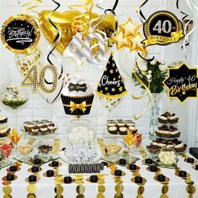 img 1 attached to Vibrant 40th Birthday Decor: 16pcs Ceiling Hanging Swirls in Silver, Black & Gold, Party Streamers & Supplies