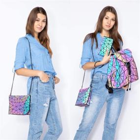 img 3 attached to Geometric Luminous Crossbody Holographic Reflective Women's Handbags & Wallets in Crossbody Bags