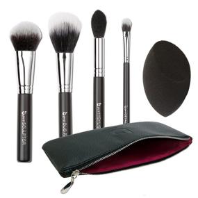 img 4 attached to 👩 Beauty Junkees Contour Highlighter Makeup Brush Set: 5pc Kit with Case, Blender Sponge, and Soft Synthetic Vegan Brushes for Full Face Contouring, Sculpting, and Highlighting with Powder and Cream Cosmetics